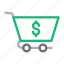 basket, cart, dollar, shopping, trolley 