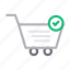 cart, complete, done, shopping, trolley 