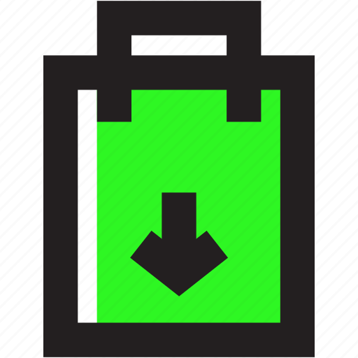 Asset, green, bag, down, shopping icon - Download on Iconfinder