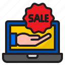 ecommerce, hand, laptop, sale, shopping 