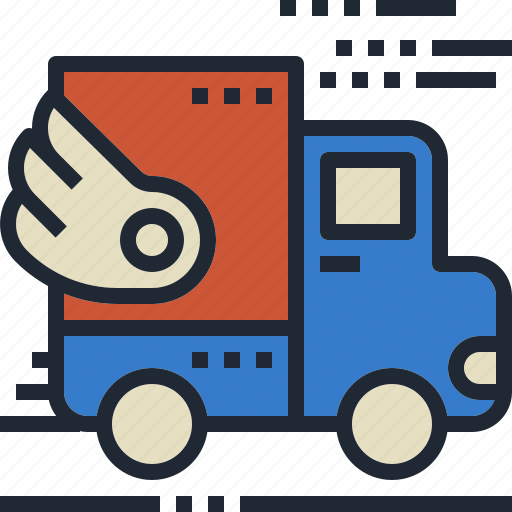 Fast, shipping, transportation, truck, wing icon - Download on Iconfinder