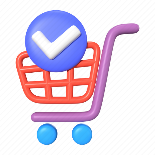 Shopping, online, store, checkout, buy, order, checkmark 3D illustration - Download on Iconfinder