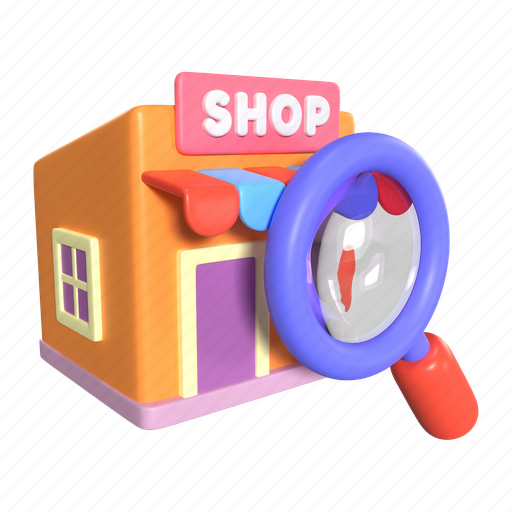 Shopping, online, store, search, product, glass, magnifying 3D illustration - Download on Iconfinder