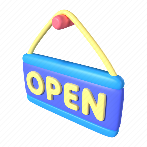Shopping, online, store, sign, signboard, open, shop 3D illustration - Download on Iconfinder