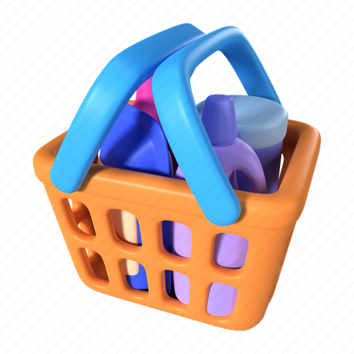 Shopping, online, store, basket, container, full, food 3D illustration - Download on Iconfinder