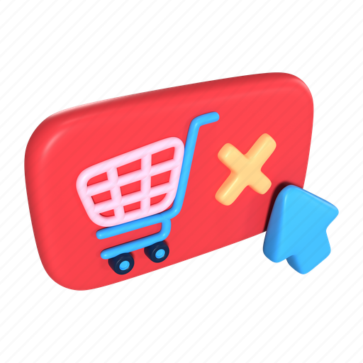 Shopping, online, store, cancel, order, failure, package 3D illustration - Download on Iconfinder