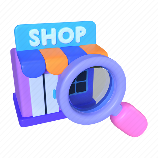 Shopping, online, store, search, product, glass, magnifying 3D illustration - Download on Iconfinder