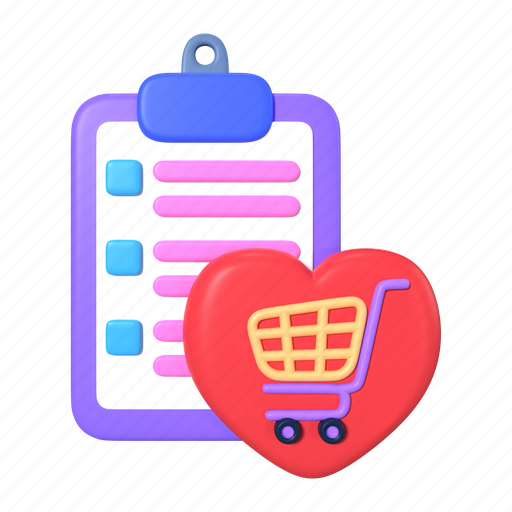 Shopping, online, store, wish, list, favorite, love 3D illustration - Download on Iconfinder