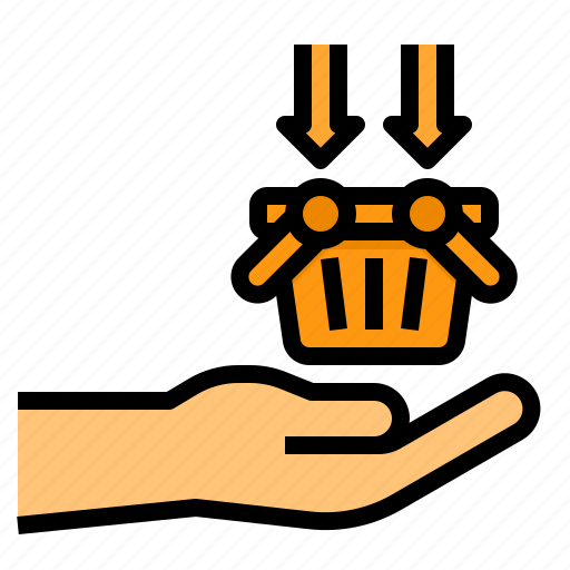 Shopping, ecommerce, hand, basket, arrows icon - Download on Iconfinder