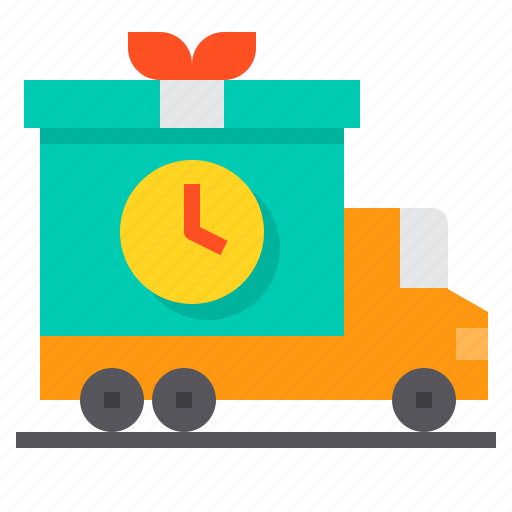 Truck, gift, box, delivery, transport, clock icon - Download on Iconfinder