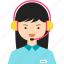 customer service, girl, headphone, headset, person, woman, work 