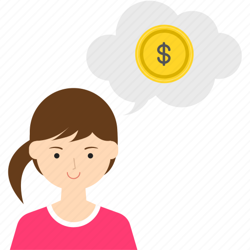 Coin, dollar, girl, money, person, speech bubble, woman icon - Download on Iconfinder
