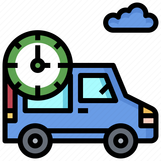 Clock, commercial, delivery, logistics, time, transport, truck icon - Download on Iconfinder