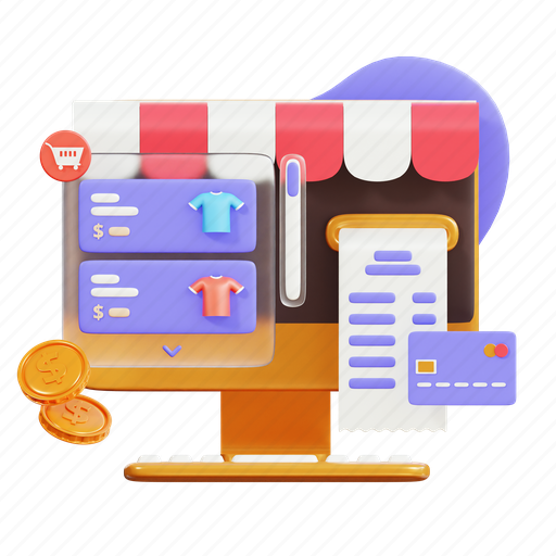 E-commerce, market, payment, handphone, money, cart, cyberspace 3D illustration - Download on Iconfinder