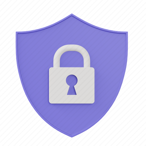 E-commerce, security, protection, shopping, shield, safety, lock 3D illustration - Download on Iconfinder