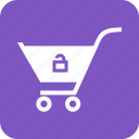 basket, buy, cart, market, shopping, trolley, unlock cart