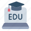 laptop, gadget, electronic, mortarboard, digital, course, learning, online, education 