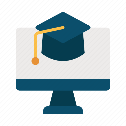 Distance, education, computer, mortarboard, online, learning, elearning icon - Download on Iconfinder