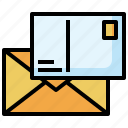 postcard, message, envelope, email, communications