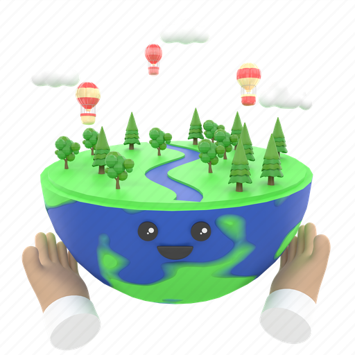 Eco planet, healthy earth, eco earth, green heart, enviroment, nature, ecology 3D illustration - Download on Iconfinder