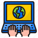 laptop, earth, world, global, hand