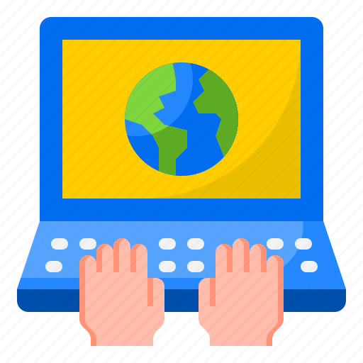 Laptop, earth, world, global, hand icon - Download on Iconfinder