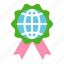 badge, earth day, ecology, environmental protection, globe, green, ribbon 