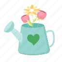 watering can, floral, flower, blossom, garden, decoration, bloom, spring