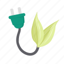 plug, green, energy, electricity, plant, cable, leaf, power