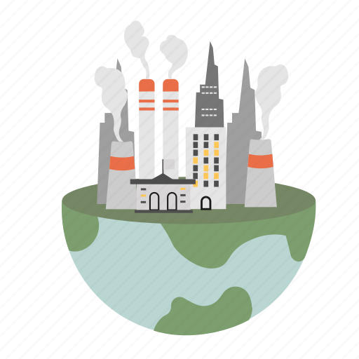 Earth, industry, manufacturing, pollution, globe, world, international icon - Download on Iconfinder