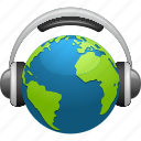 earth, entertainment, globe, headphones, music, planet