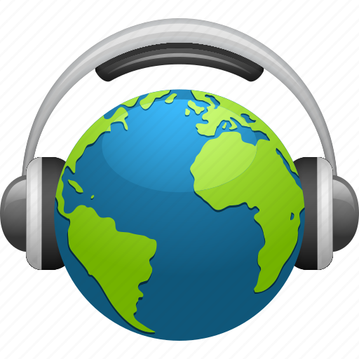 Earth, entertainment, globe, headphones, music, planet icon - Download on Iconfinder