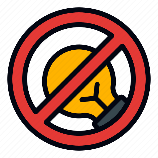 No light, save energy, light bulb, prohibition, forbidden, earth hour, ecology and environment icon - Download on Iconfinder