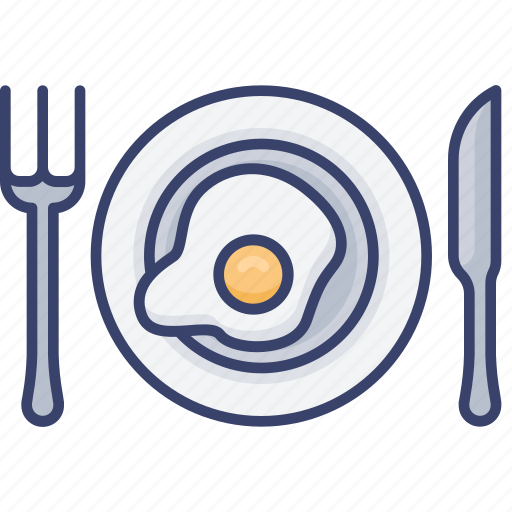 Breakfast, dinner, egg, fork, knife, meal, plate icon - Download on Iconfinder
