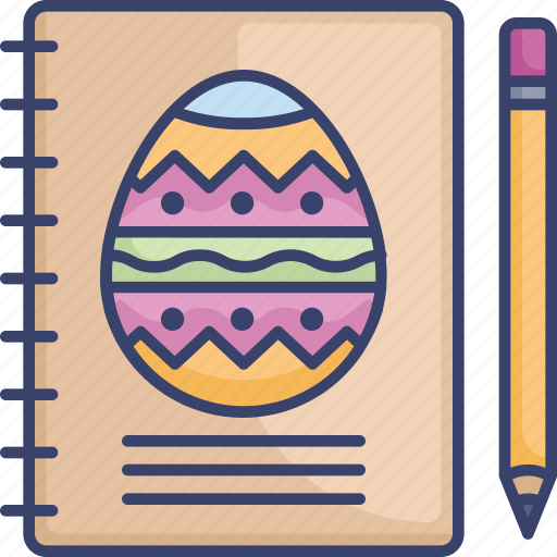 Book, easter, egg, notebook, pencil, sketchbook icon - Download on Iconfinder