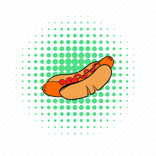 Bun, comics, grilled, hotdog, meat, mustard, sausage icon - Download on Iconfinder