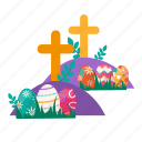 easter, egg, cross, easter egg, rabbit, festivity, celebration, decoration
