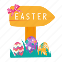 easter, egg, sign, direction, easter egg, rabbit, festivity, celebration, decoration