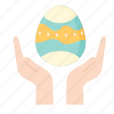 easter, egg, holding, easter egg, rabbit, festivity, celebration, decoration