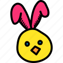 bunny, chicken, chickling, cute, ears, easter, rabbit