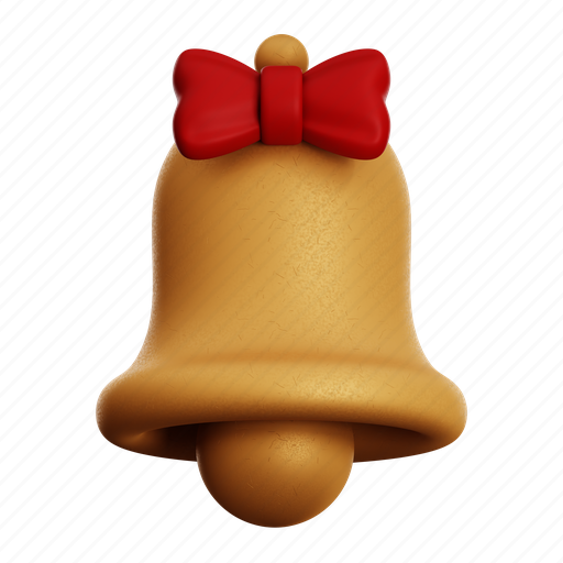 Golden, bell, golden bell with ribbon tie, golden bell, ribbon tie, tie, alarm 3D illustration - Download on Iconfinder