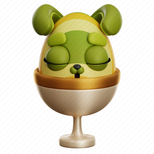 Easter, bunny, sleep, on, cup, easter bunny sleep on cup, cute bunny 3D illustration - Download on Iconfinder