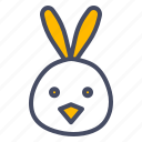 bunny, chicken, chickling, cute, ears, easter, rabbit