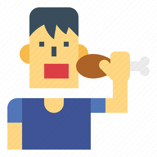 Eat, eating, food, fried, chicken, man icon - Download on Iconfinder