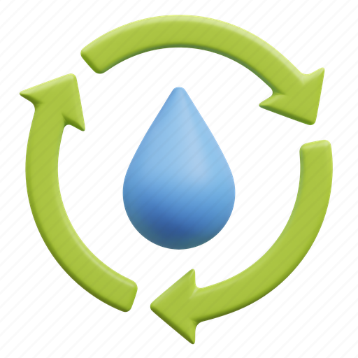 Recycle, water, drop, recycling, renewable, ecology, environment 3D illustration - Download on Iconfinder
