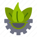 green cog, green gear, gear, leaf, plant, garden