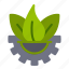 green cog, green gear, gear, leaf, plant, garden 