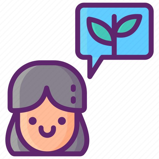 Green, plant, think, woman icon - Download on Iconfinder