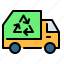 eco, ecology, garbage truck, recycling truck, trash truck, truck, vehicle 