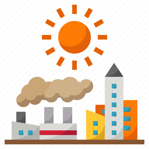 Ecology, factory, global, hot, town, warming icon - Download on Iconfinder